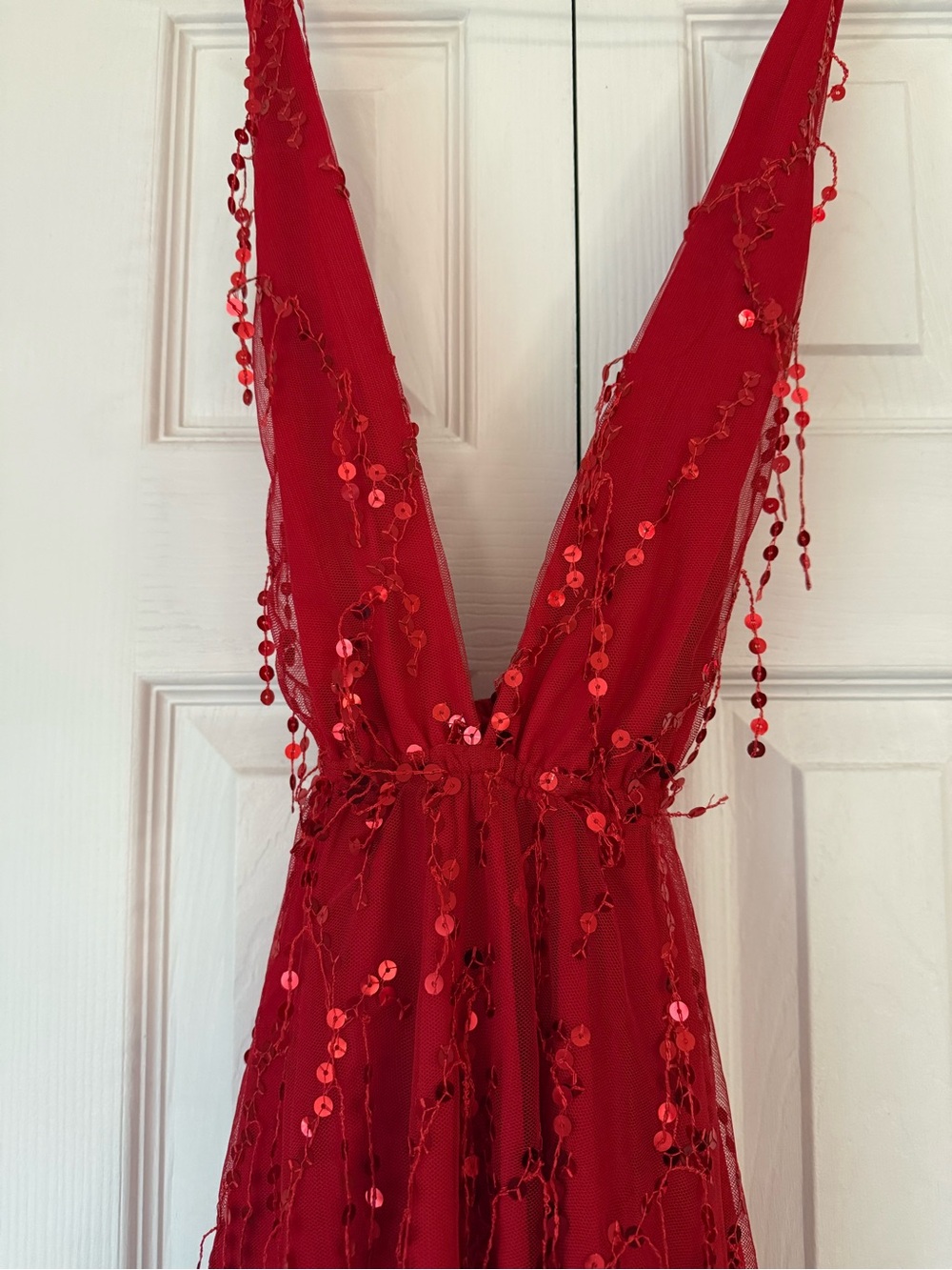 Hello Molly Bright Red Sequin Party Dress - Picture 4 of 5